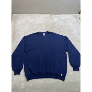 Vintage Russell Crewneck Sweatshirt Mens XL Blue Blank USA Made Pullover
